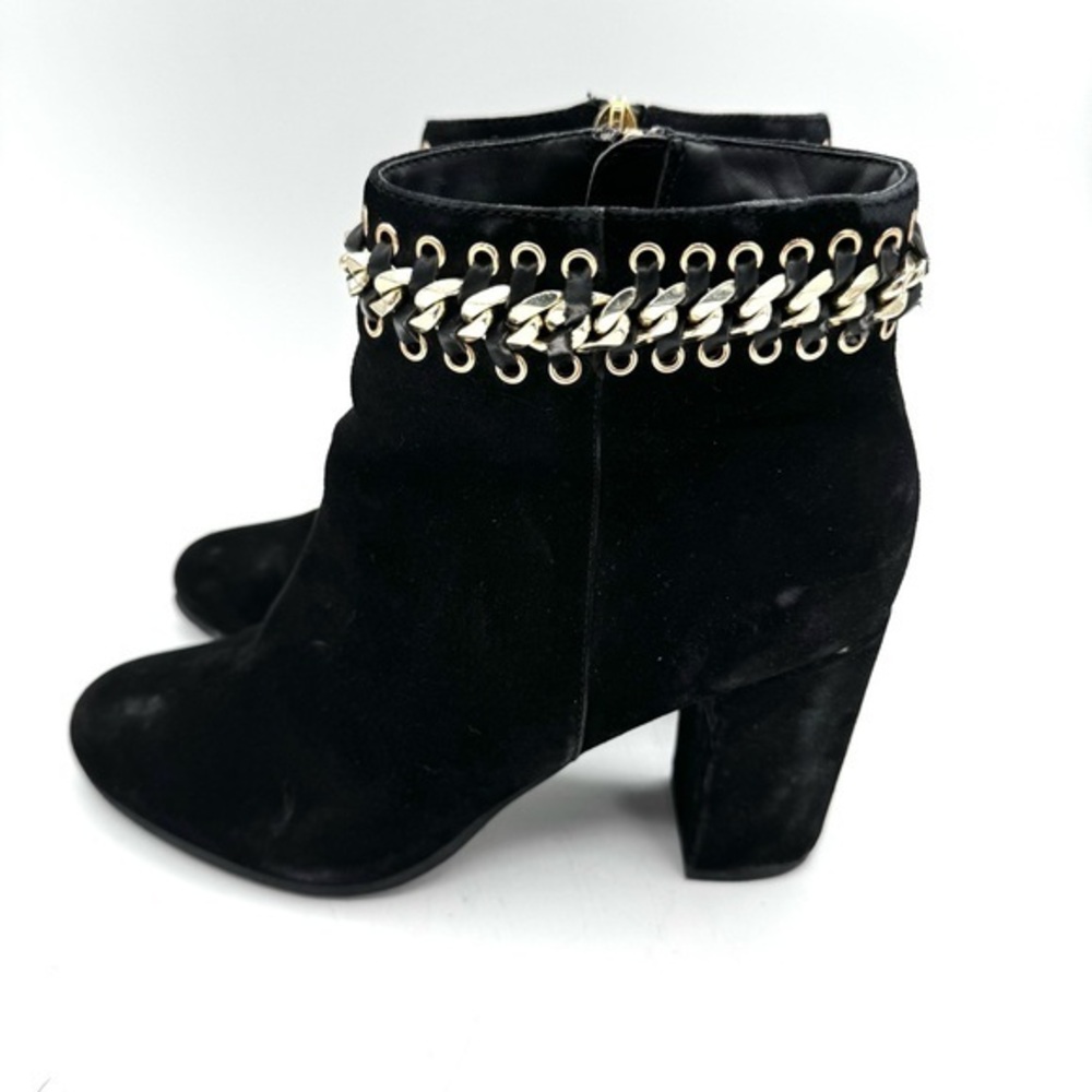 Kurt Geiger quite luxury Black Ankle Boots with Gold and Silver Chain Detail